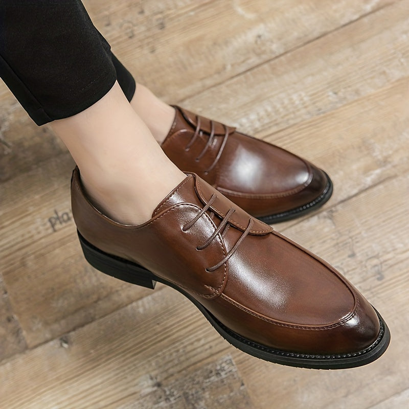 Men's Round Toe Lace Up Derby Shoes Wear resistant Non Slip Formal Shoes