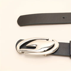 Geometric Oval Buckle Thin Belt PU Jeans Pants Belt For Women
