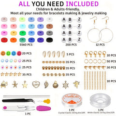 6000pcs 6mm Flat Clay Beads, 24 Colors, DIY Bracelet Making, Children's Gift