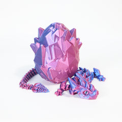 3D Printed Crystal Dragon Egg Set with Fully Jointed Dragon Inside