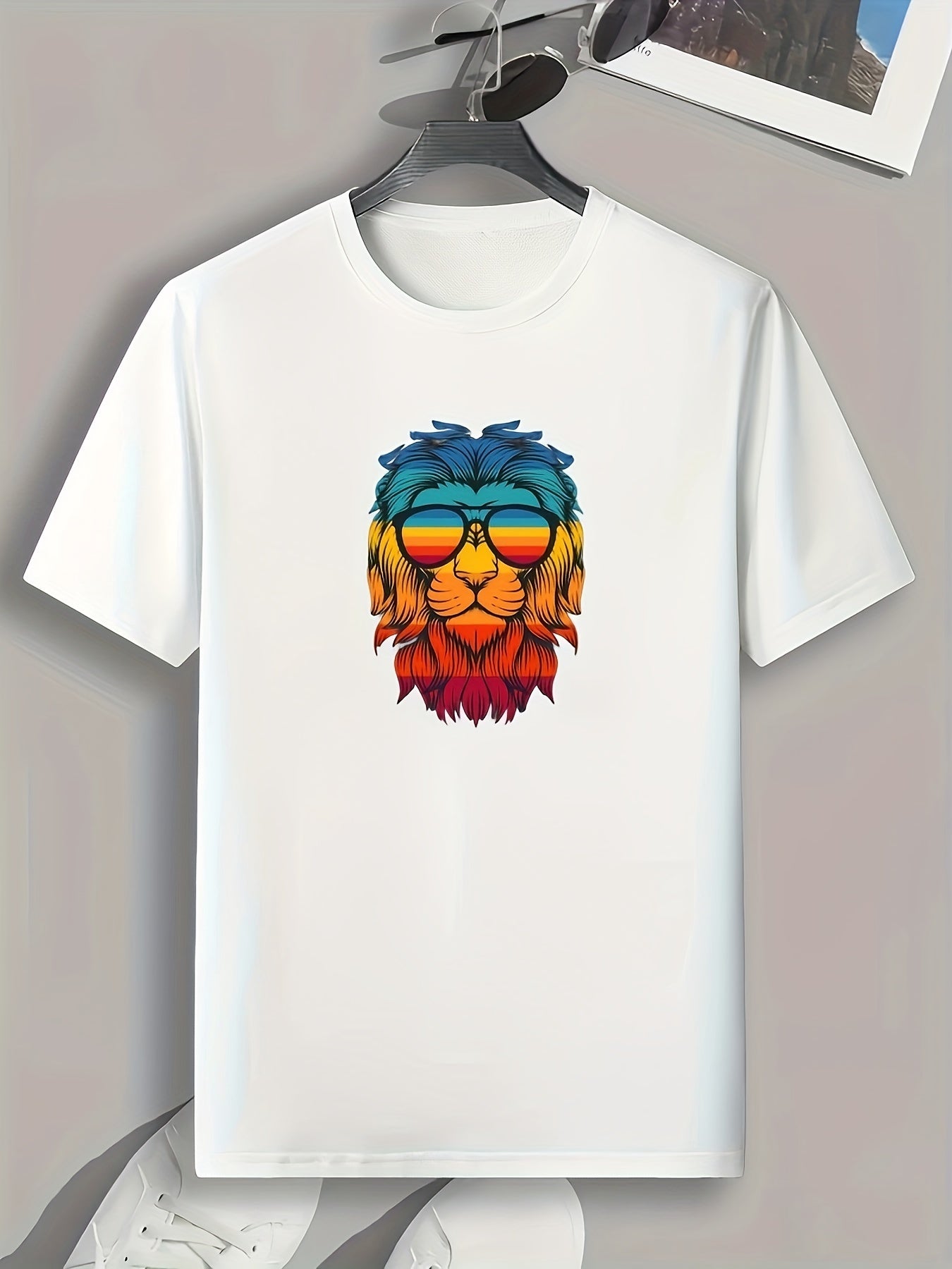 Lion Print Men's Graphic T-shirt Casual Tee for Summer