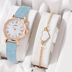 Alloy Round Watch & Rhinestone Bracelet Set for Kids