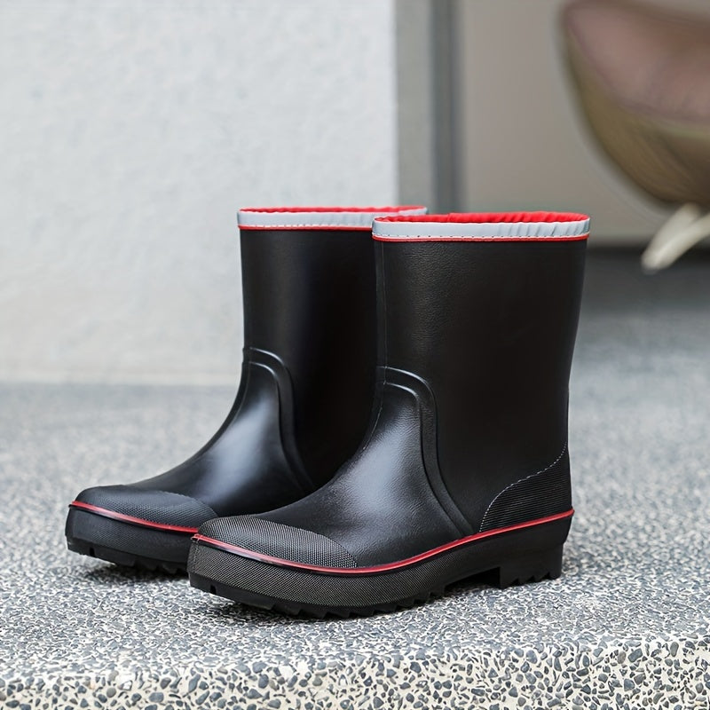 Men Mid Top Rain Boots Wear resistant Waterproof Non slip Rain Shoes