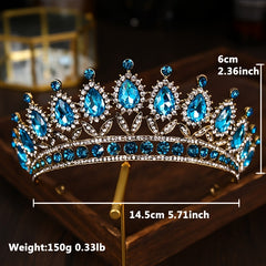 Vintage Crystal Tiara Wedding Hair Accessory Teal Bridal Crown