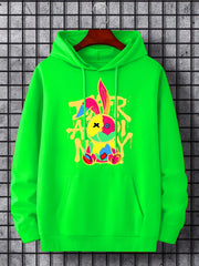 Men's Graffiti Bunny Graphic Hoodie Breathable Hooded Sweatshirt