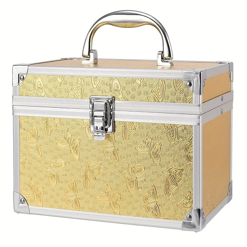 Professional Makeup Beauty Case Organizer Box Portable with Mirror & Handle