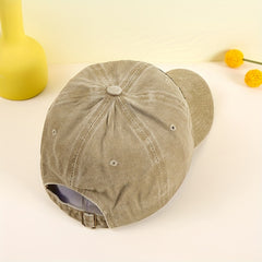 Vintage Letter Embroidery Baseball Cap Khaki Washed Distressed Dad Hat