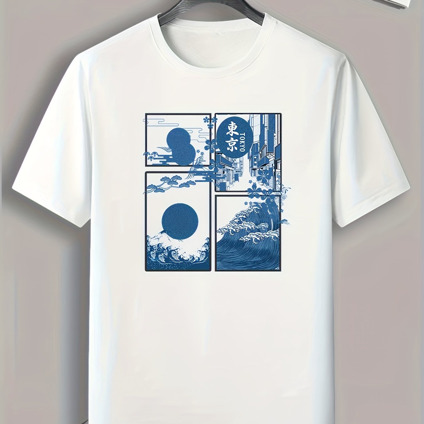 Tokyo Pattern Print Men's Comfy Sports T-shirt Graphic Tee