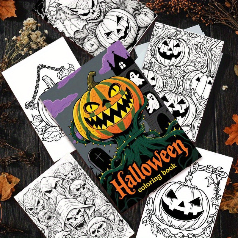 Halloween Coloring Book 22 Pages Single Sided Printed Thick Paper Fun Gift