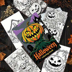 Halloween Coloring Book 22 Pages Single Sided Printed Thick Paper Fun Gift