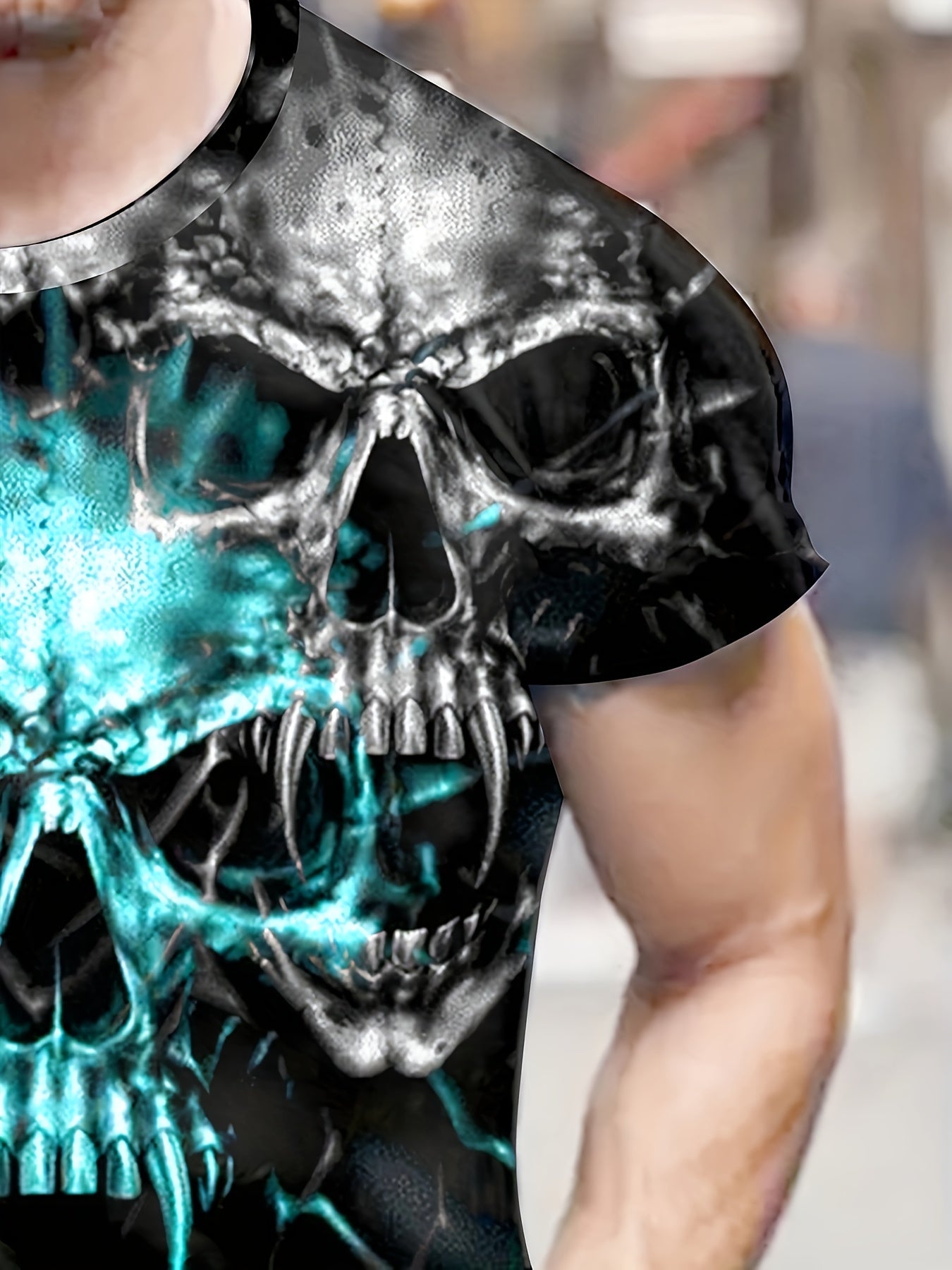 Skull 3d Pattern Print Men's Short Sleeve T shirt Graphic Tee