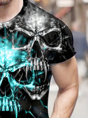 Skull 3d Pattern Print Men's Short Sleeve T shirt Graphic Tee