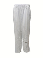 Bee Print Elastic Waist Pants Spring & Summer Women's Clothing