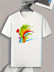 Colorful Paint Print Men's Graphic T-shirt for Summer