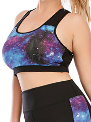 Galaxy Print Sports Bra Women's Plus Medium Stretch