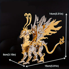 MOKR 3D Metal Dragon Puzzle Educational DIY Jigsaw Model in Silver Green Gold
