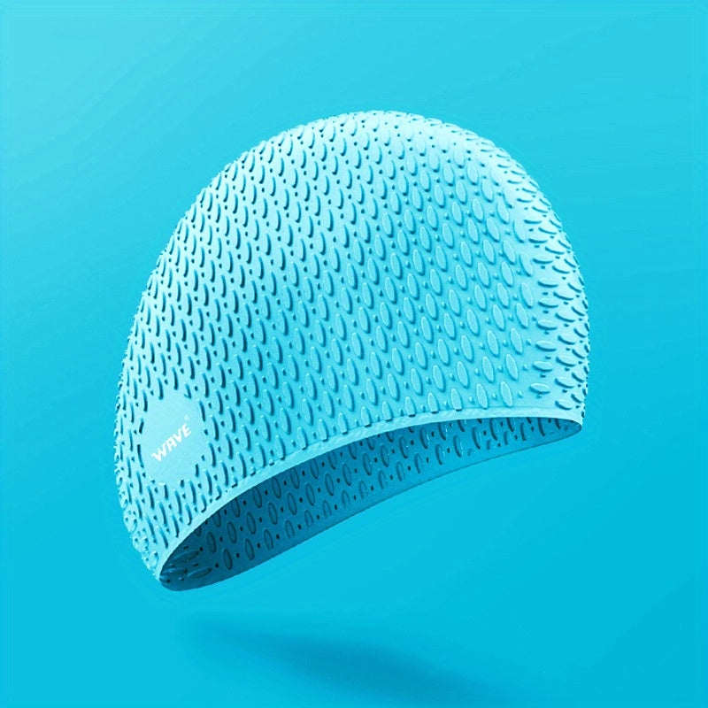 Silica Gel Particles Droplet Shaped Swimming Cap for Comfort & Protection