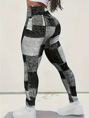 Denim Print High Rise Sporty Leggings