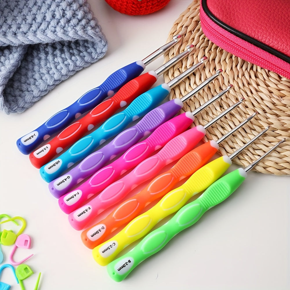 2mm 6mm Portable Crochet Set with Powder Bag Soft Handle Ergonomic Handle