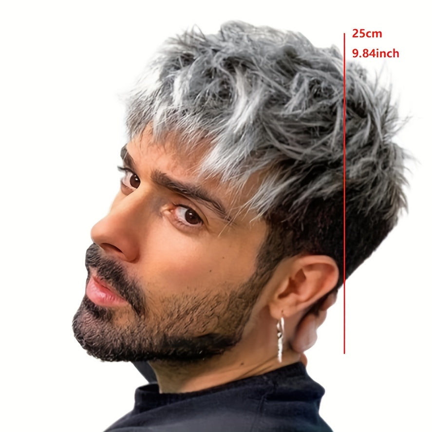 Silver Gray Gradient Men's Wig