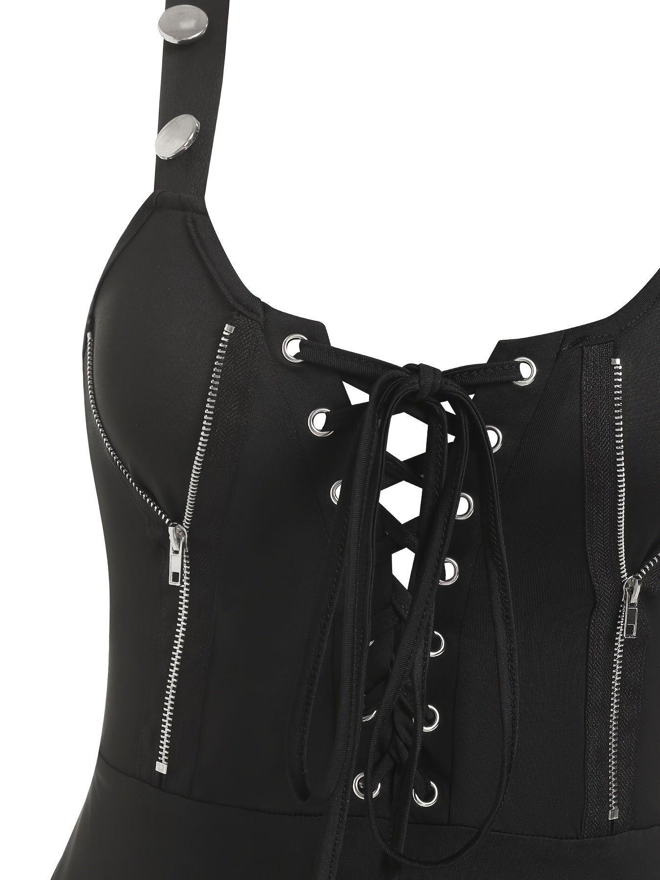 Zipper Tie Front Dress Casual Backless Solid Midi Dress Women's Clothing