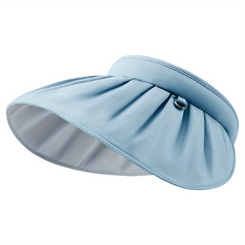 Wide Brim Shell Visor Hat Lightweight Ponytail UV Protection Sun Hat