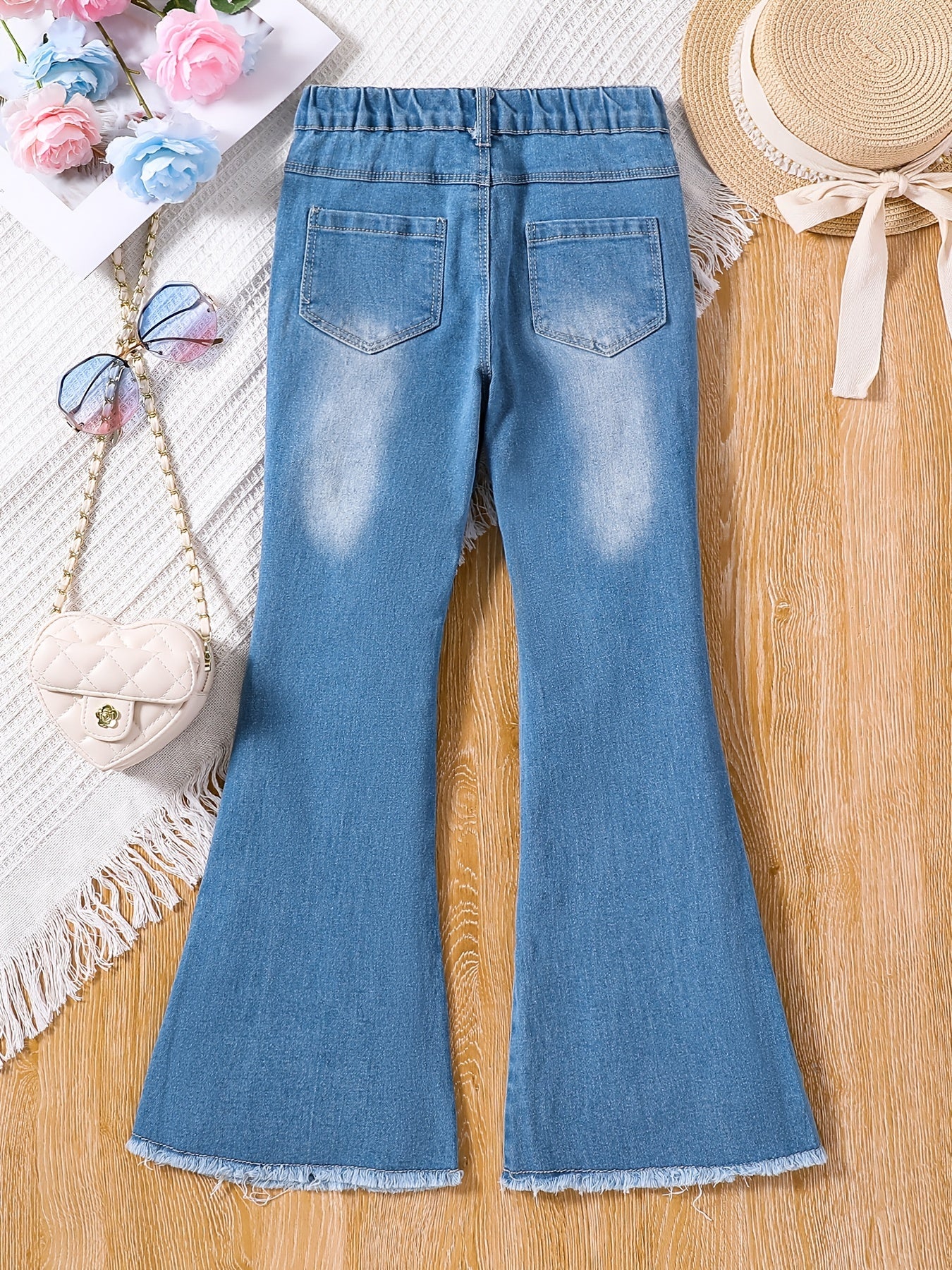 Girls Bell Bottom Ripped Jeans Spring Autumn