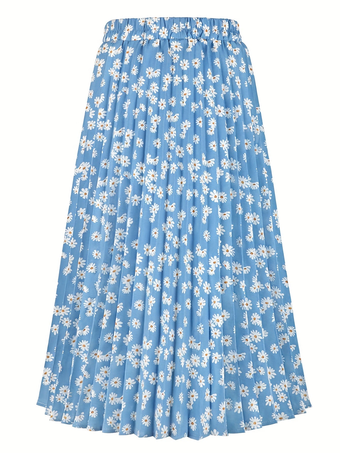Boho High Waist Floral Print Pleated Skirt