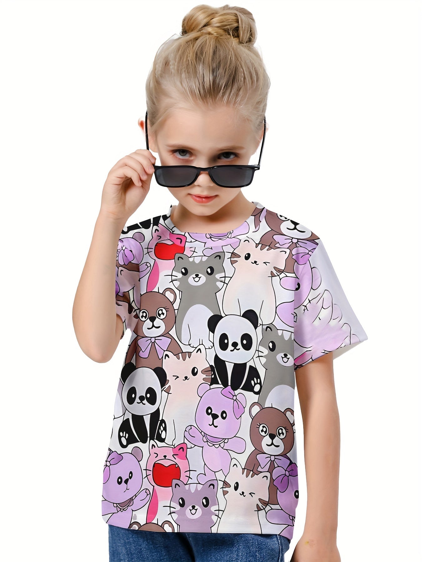 Kids 3D Animals Graphic Short Sleeve T-shirt - Summer Sports Gift