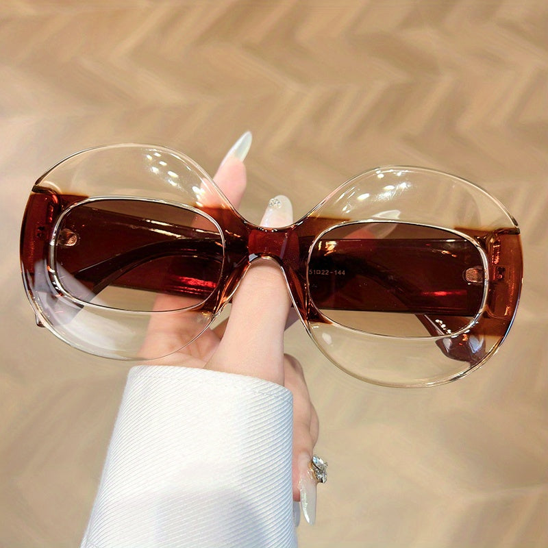 Large Oval Frame Sunglasses For Women Men Hiphop Glasses UV400