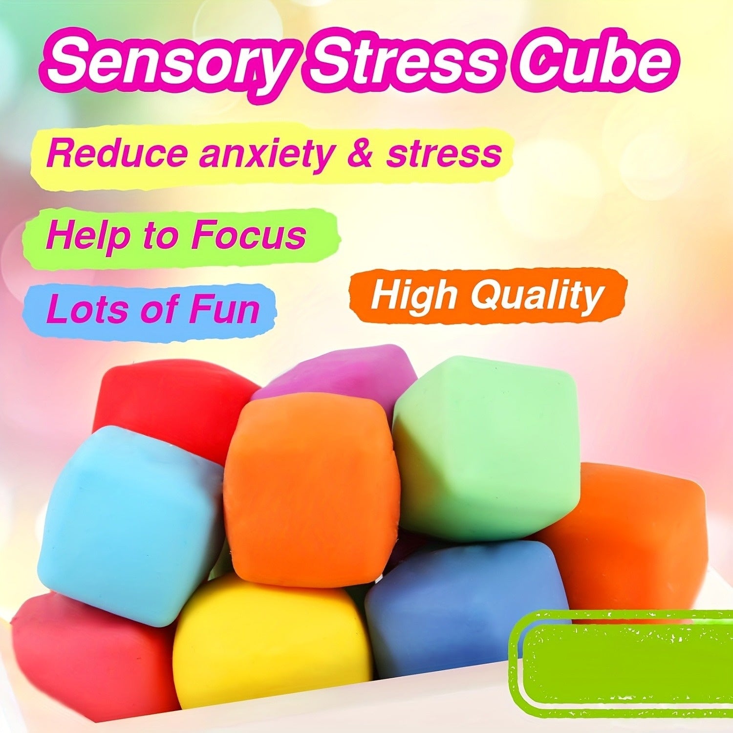 20pcs Cubes Anti Stress Yaping in TPR And Rebond Lent Balles Miniatures