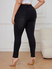 Sexy Jeans Women's Plus Button Fly High Waisted Skinny Jeans