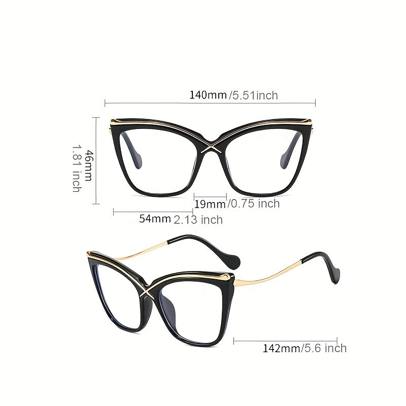 Oversized Clear Lens Glasses For Women Men Cat Eye Eyeglasses