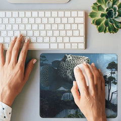 Fat Fish Pattern 20x24cm Mouse Pad for Games Home Office, Rubber Sewn Edge