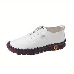 Women's Solid Flat Sneakers Casual Lace Up Low Top Shoes