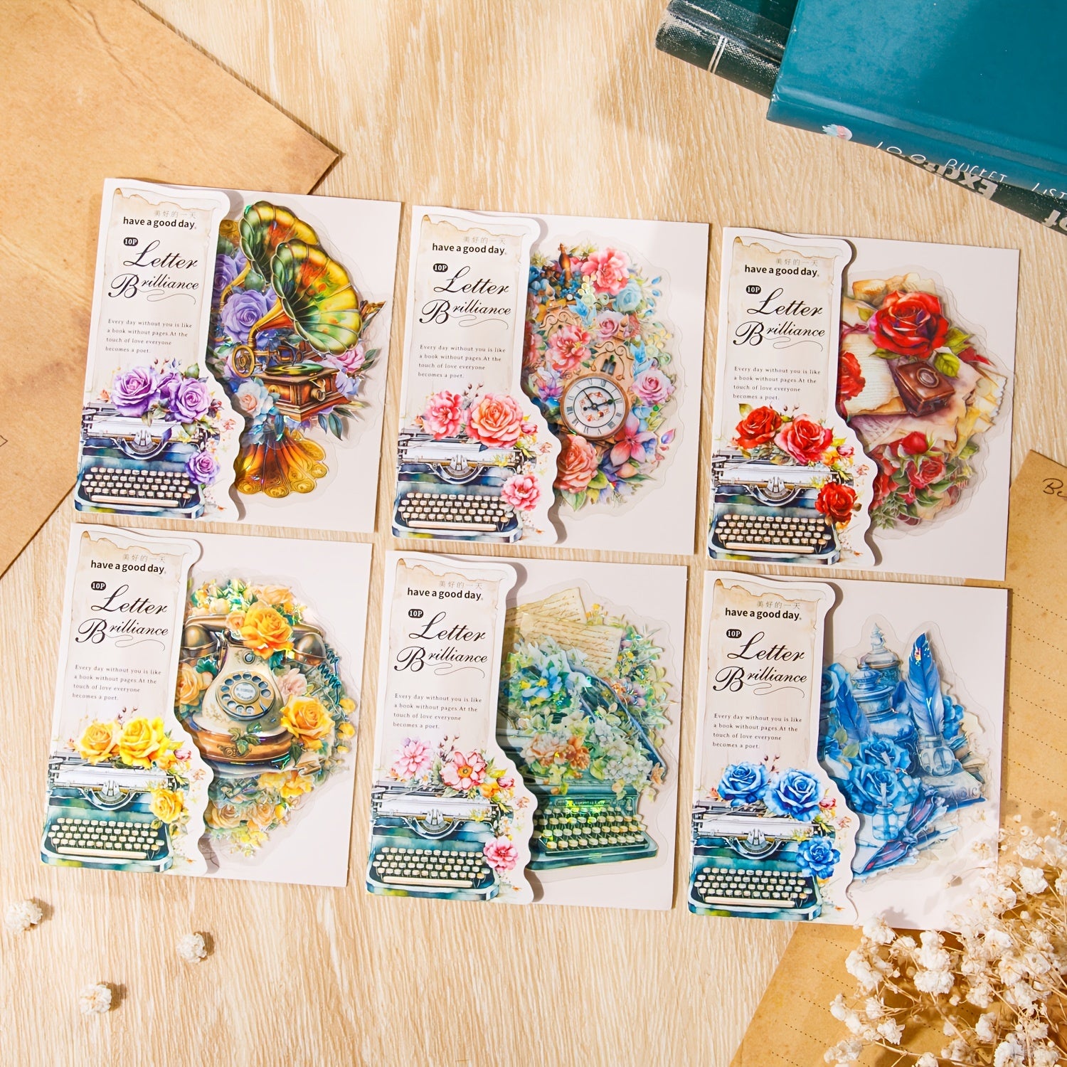 Colorful Retro Objects Flower Stickers Book