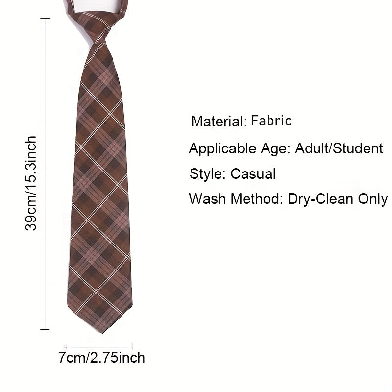 Adult Cotton Plaid Neckties Casual Skinny Slim Student Tie Necktie Gift