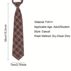 Adult Cotton Plaid Neckties Casual Skinny Slim Student Tie Necktie Gift