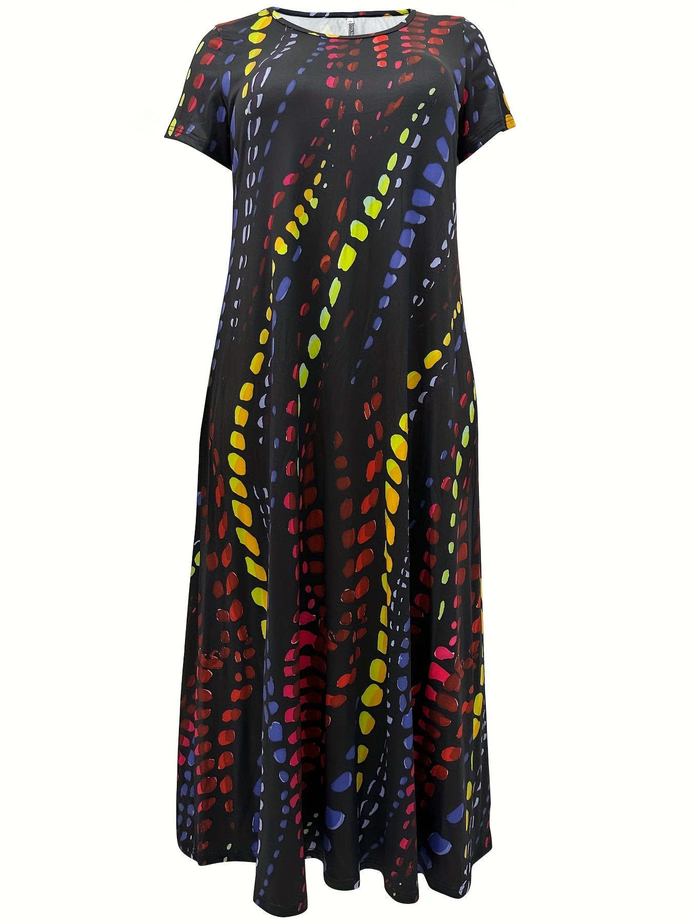Women's Plus Tie Dye Short Sleeve Maxi Dress