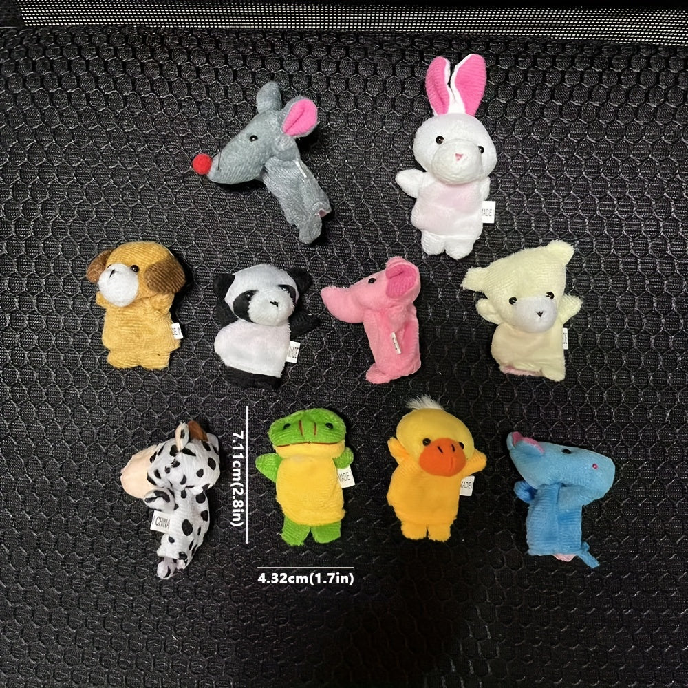 10pcs Plush Animal Finger Puppets Set Double Layer Foot Hand Doll Story Helper