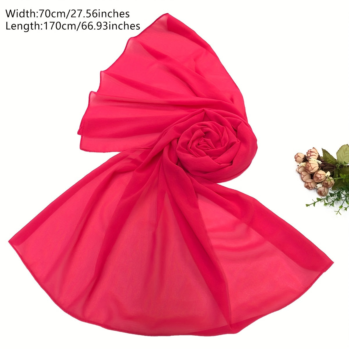 Solid Chiffon Hijab Thin Breathable Scarf Casual Shawl
