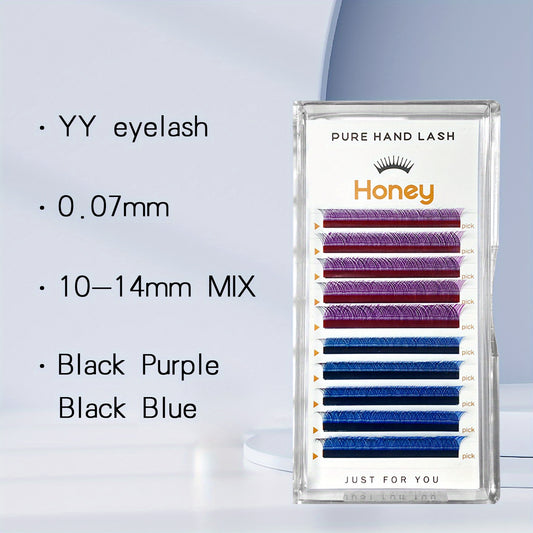 Purple YY Shape Volume Lashes 10-14mm Eyelash Extensions for Natural Look