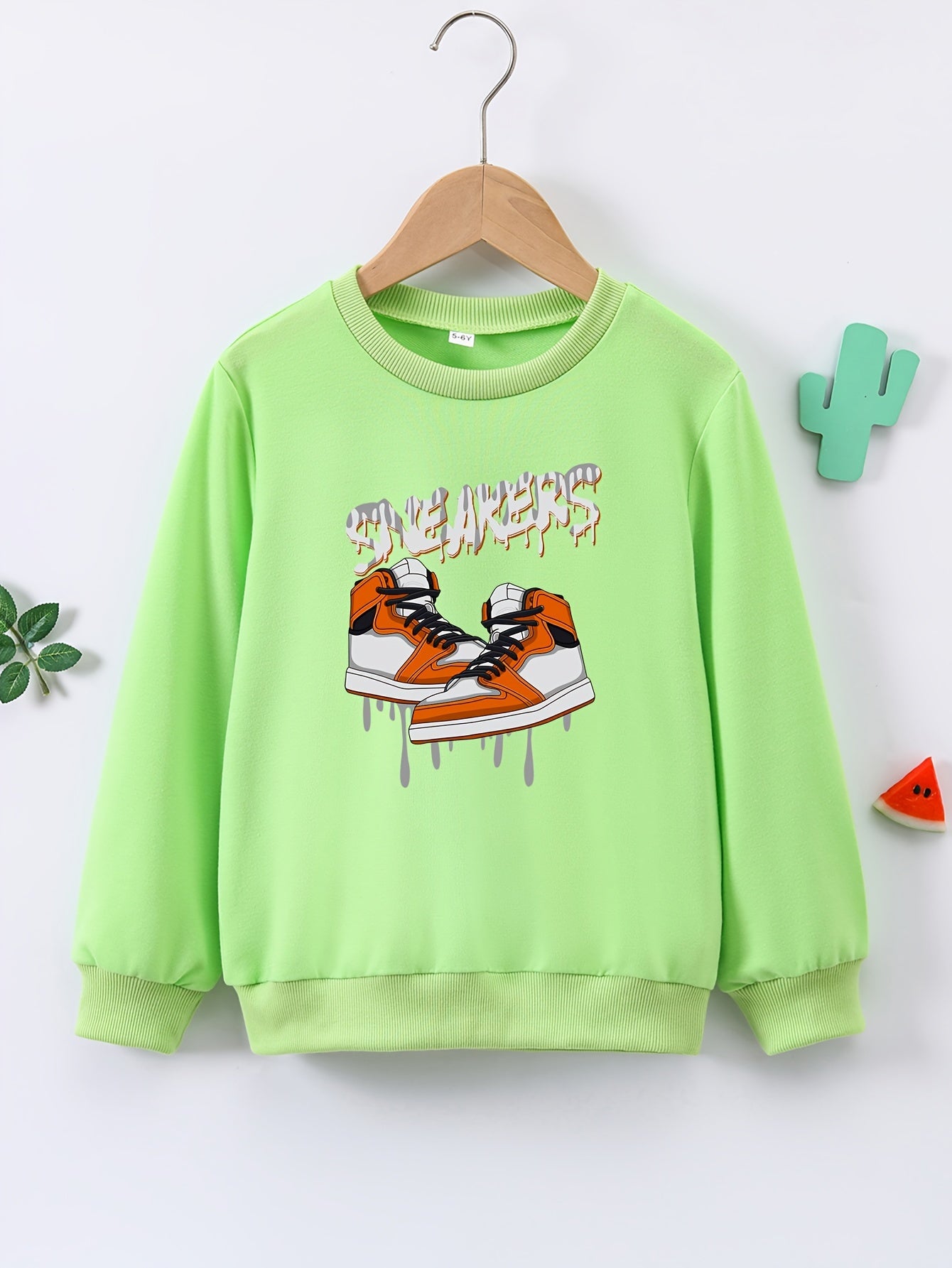 Boys Sneakers Print Pullover Sweatshirt