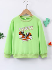 Boys Sneakers Print Pullover Sweatshirt