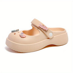 Women's Platform Closed Toe Slides Cut Out Clogs
