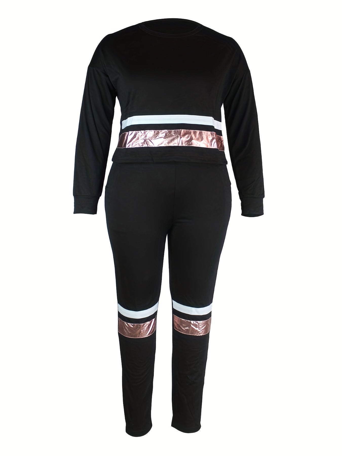 Metallic Stripe Sweatshirt & Sweatpants Set