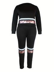 Metallic Stripe Sweatshirt & Sweatpants Set