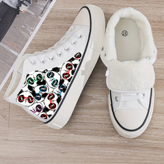 Panda Print Plush Lined Chunky Sneakers for Fall Winter