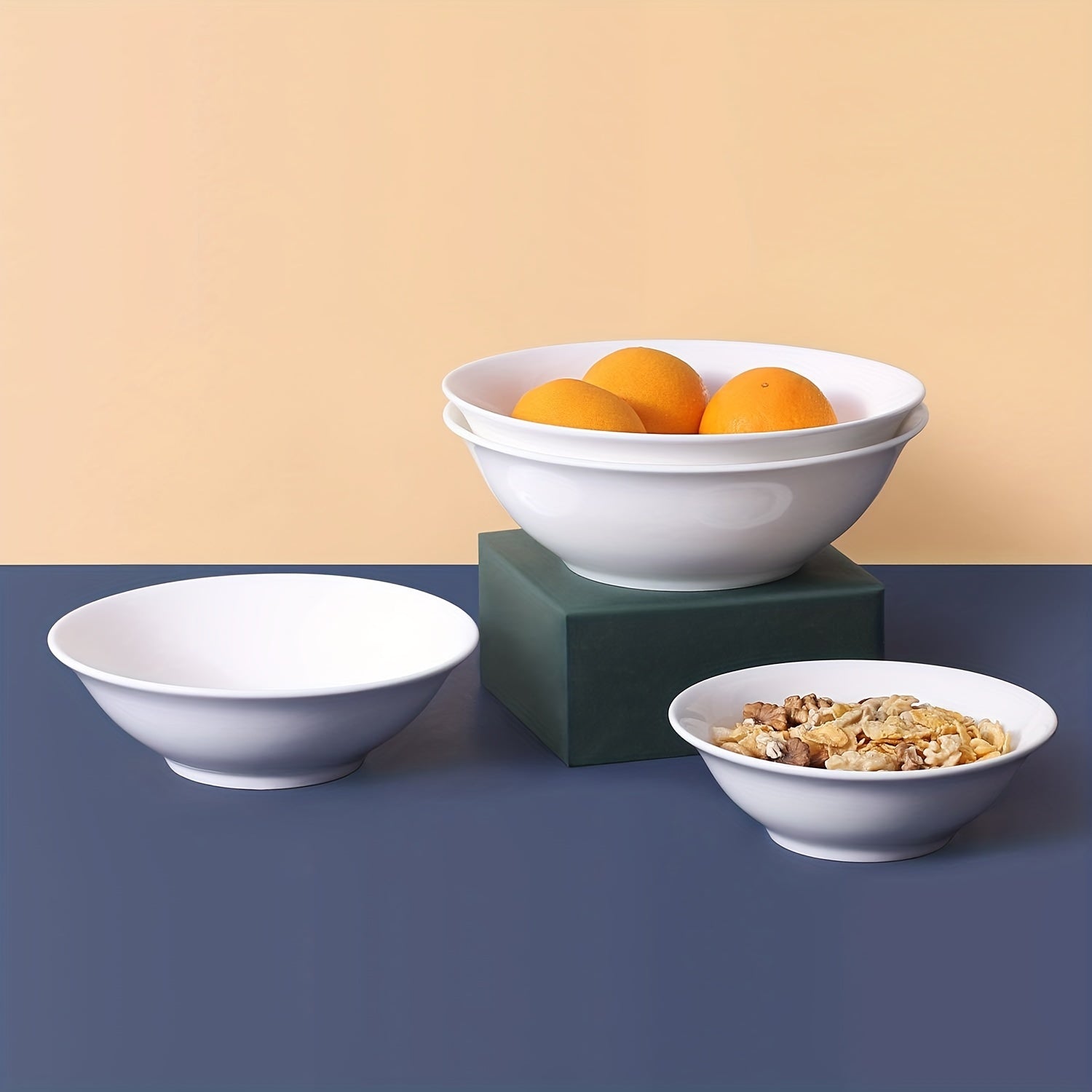 4pcs Ceramic Soup Bowls Set, Large Deep Bowls for Noodle Pho Salad