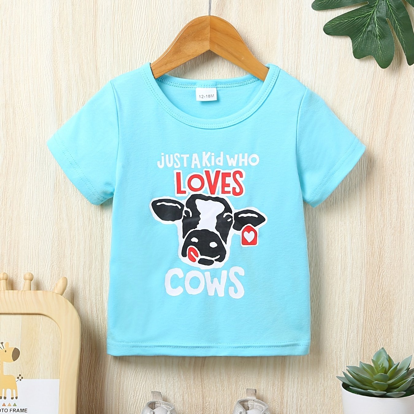 Baby Boys Cow Letter Print Short Sleeve Tee Top